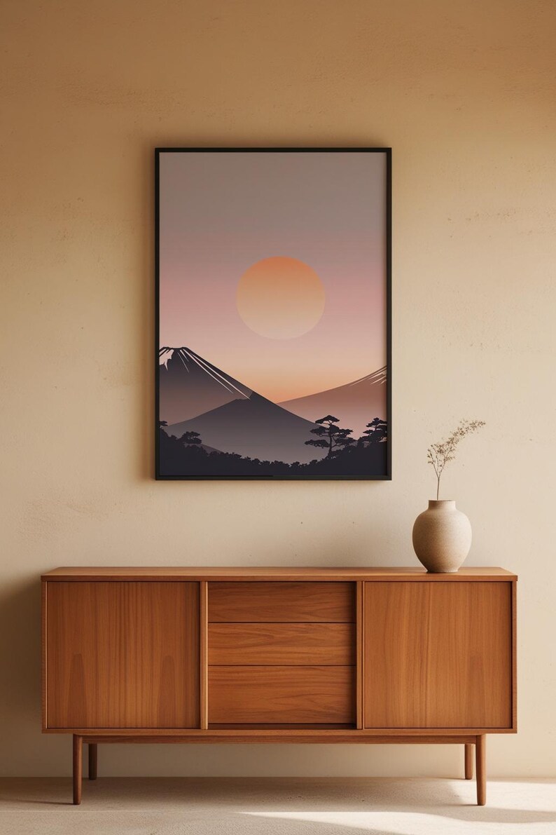 Impression Mont Fuji | Art mural zen japonais | Décoration heure dorée image 5