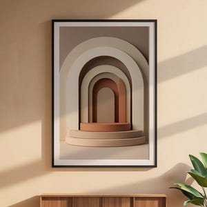 Modern Arch Abstract | Boho Geometric Poster | Neutral Wall Art Print image 6