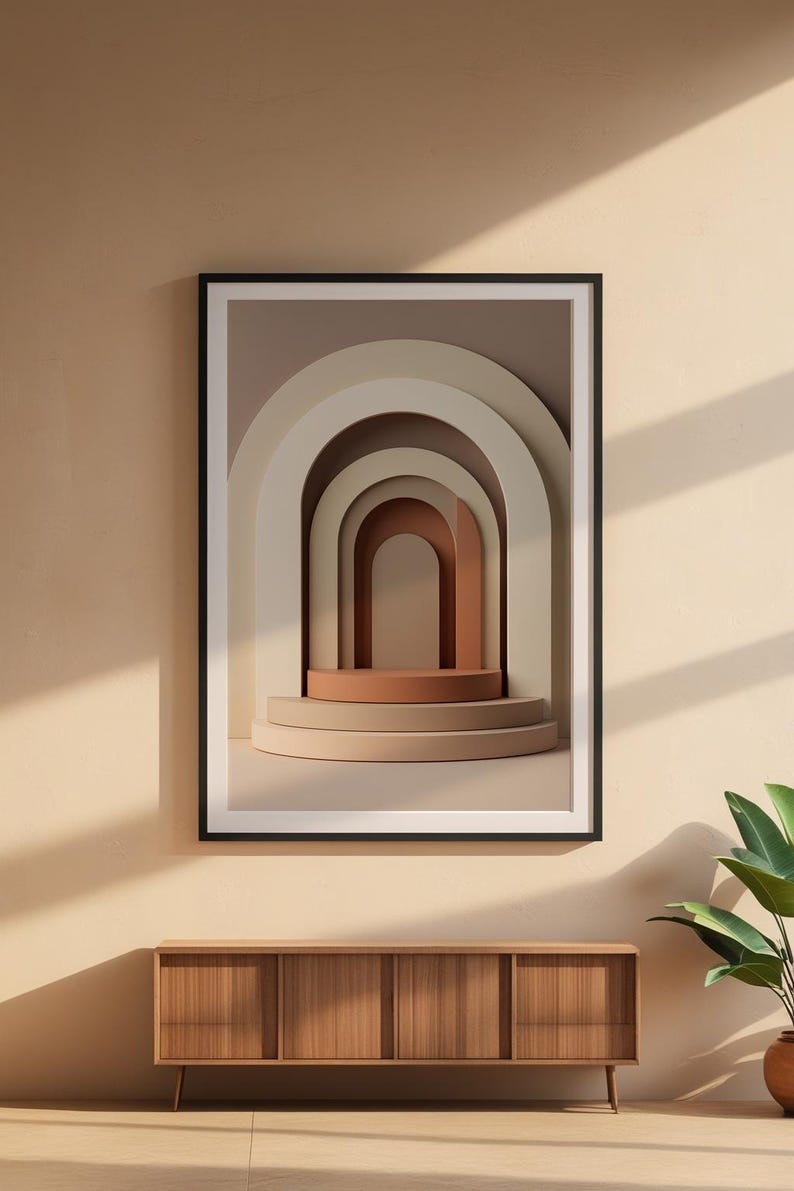 Modern Arch Abstract | Boho Geometric Poster | Neutral Wall Art Print image 6