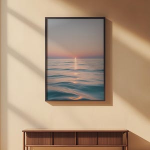 Ocean sunset poster | Serene beach wall art | Coastal home decor image 2