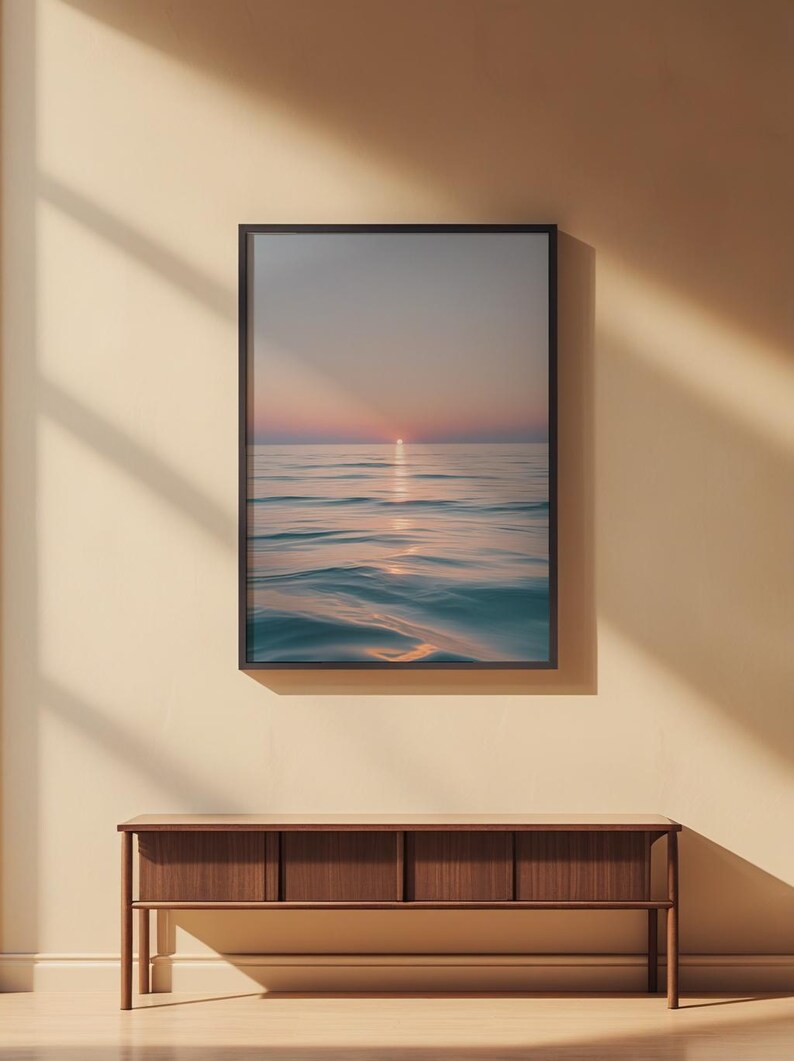 Ocean sunset poster | Serene beach wall art | Coastal home decor image 2