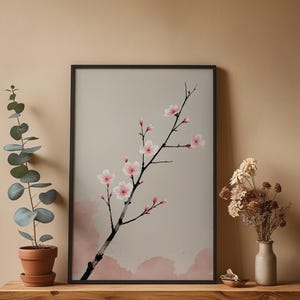 Cherry Blossom Ink Art | Japanese Minimalist Poster | Spring Wall Decor imagem 9