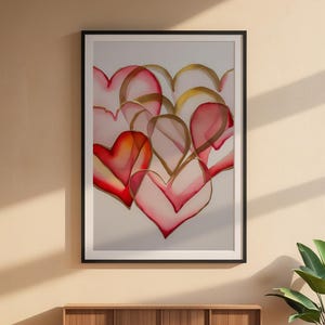 Art coeur Saint-Valentin | Affiche d'amour à l'aquarelle | Décoration murale en or rose image 6