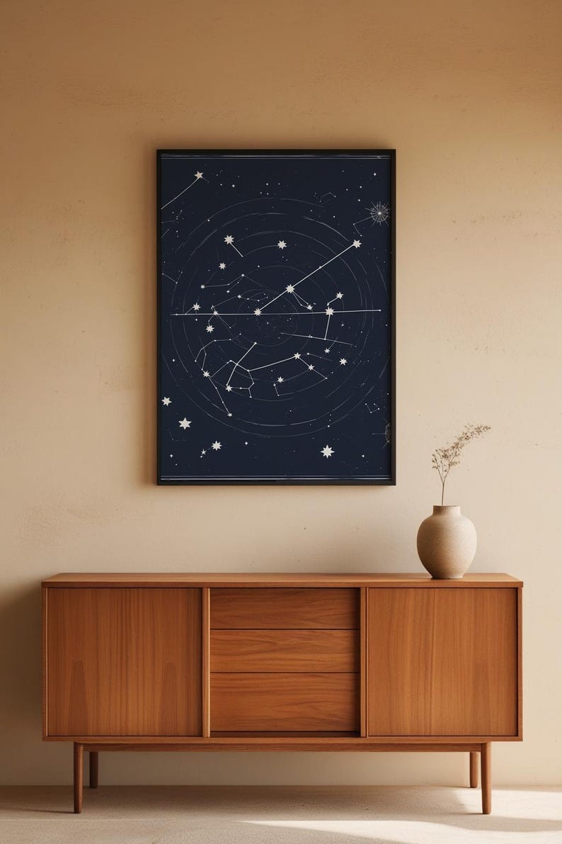Póster de cielo nocturno / Impresión de constelación celestial / Arte mural astronómico imagen 9