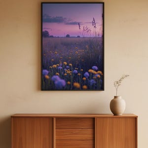 Twilight Wildflower Field | Evening Landscape Poster | Dreamy Art Bild 5