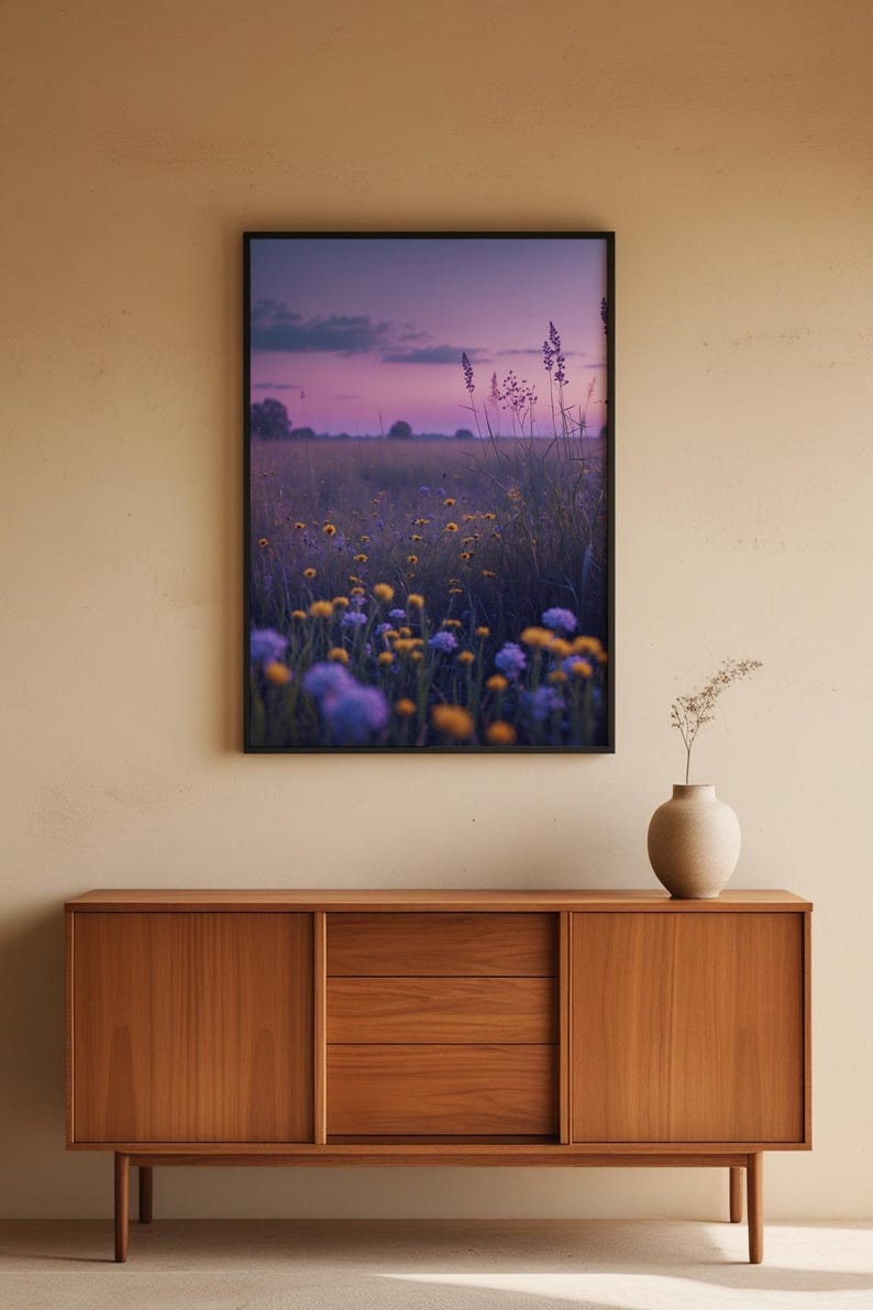 Twilight Wildflower Field | Evening Landscape Poster | Dreamy Art Bild 5