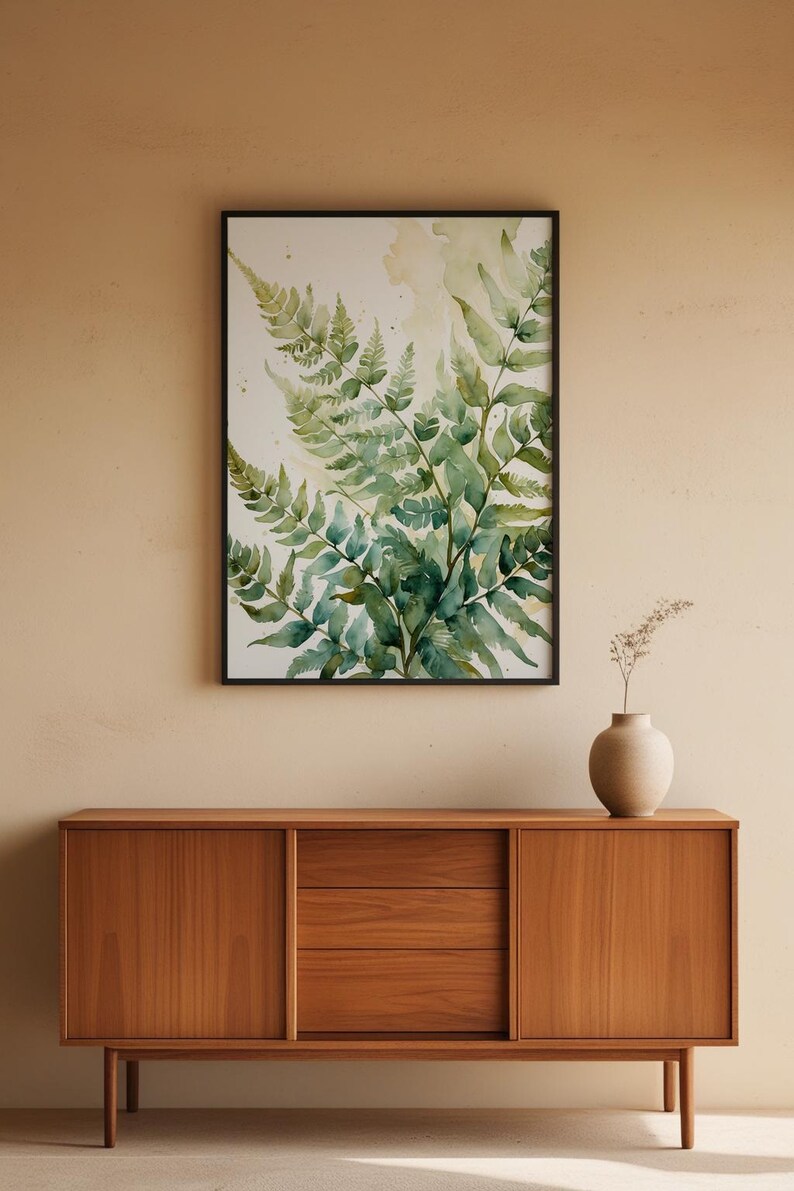 Unfurling Fern Art | Watercolor Botanical Poster | Sage Green Decor Bild 5