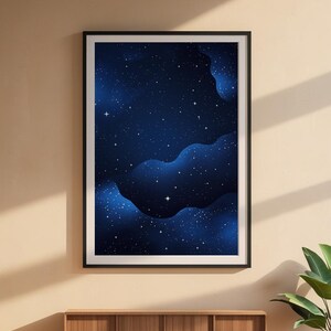 Blue Galaxy Poster | Starry Night Sky Wall Art | Abstract Space Print image 6