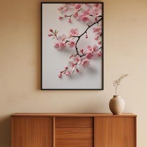 Cherry Blossom Art | Japanese Wall Poster | Minimalist Floral Print image 5
