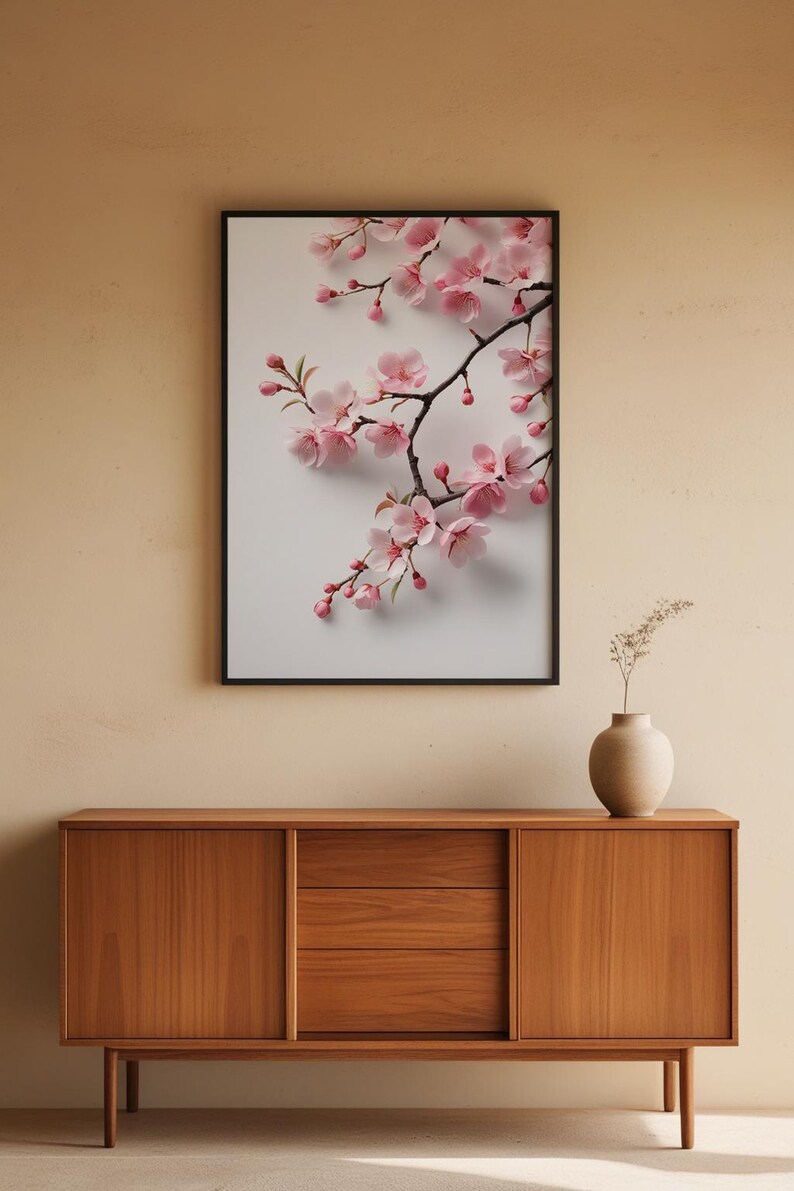 Cherry Blossom Art | Japanese Wall Poster | Minimalist Floral Print image 5