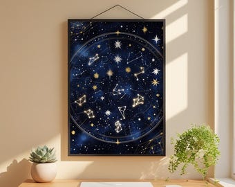 Constelación de Starfield / Póster de estrellas celestiales / Arte astronómico