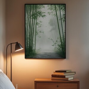 Bamboo Forest Path | Japanese Zen Minimalist Poster | Nature Wall Art Bild 3