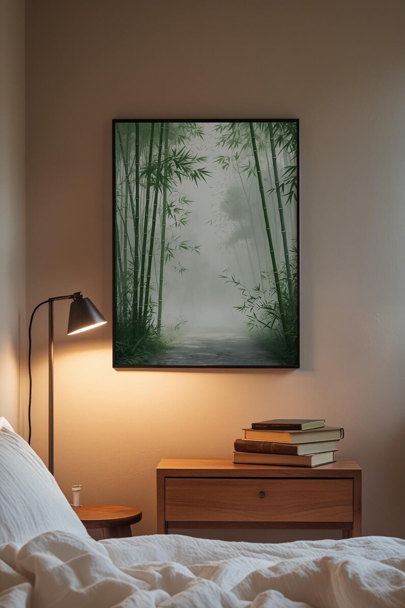 Bamboo Forest Path | Japanese Zen Minimalist Poster | Nature Wall Art Bild 3
