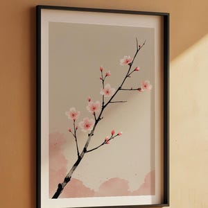 Cherry Blossom Ink Art | Japanese Minimalist Poster | Spring Wall Decor imagem 8