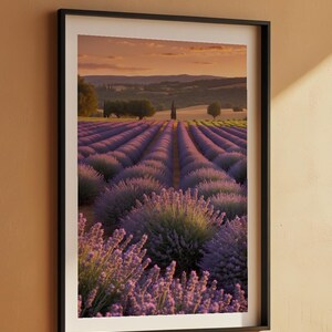 Lavender Field Sunset | Golden Hour Landscape | Provence Wall Art image 7