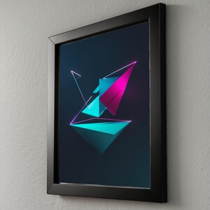 Neon Geometric Art | Modern Abstract Triangle Poster image 5