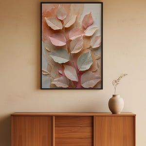 Hojas botánicas color melocotón / Póster romántico de naturaleza / Arte rural imagen 3