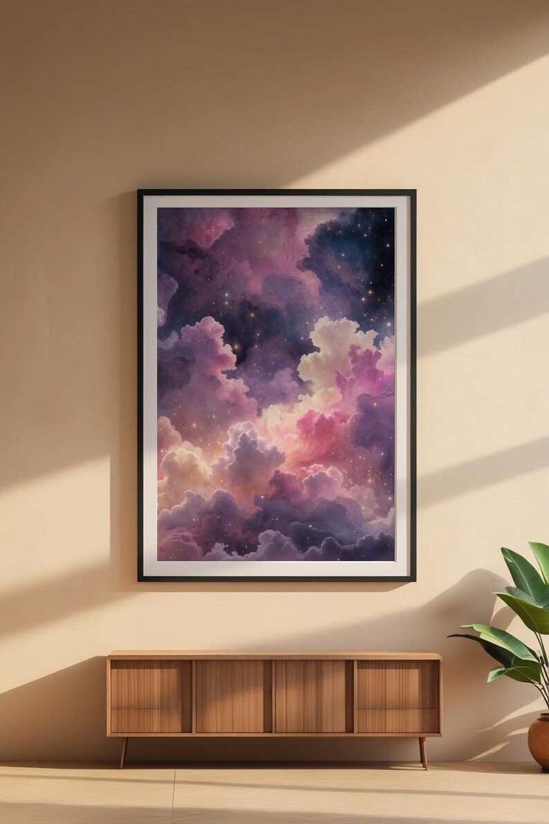 Arte de nebulosa pastel / Póster espacial de ensueño / Decoración de pared cósmica imagen 6