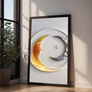 Sun Moon Minimalist | Celestial Line Art Poster | Modern Boho Decor image 9