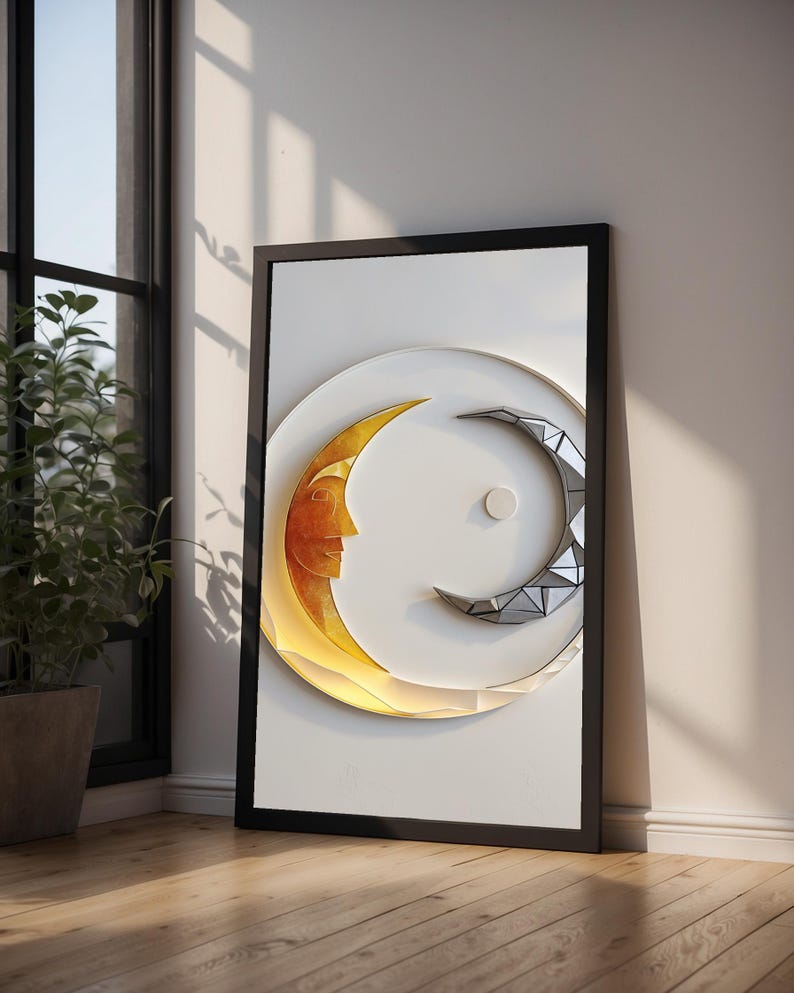 Sun Moon Minimalist | Celestial Line Art Poster | Modern Boho Decor image 9