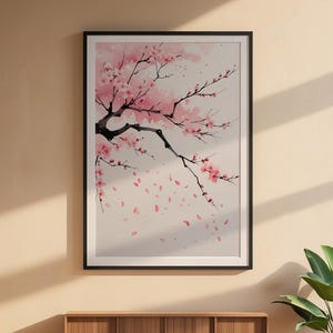 Cherry Blossom Art | Japanese Sakura Poster | Pink Zen Wall Decor image 6