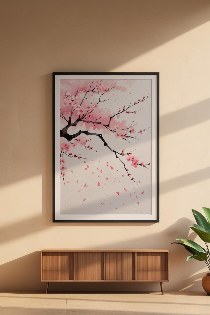 Cherry Blossom Art | Japanese Sakura Poster | Pink Zen Wall Decor image 6