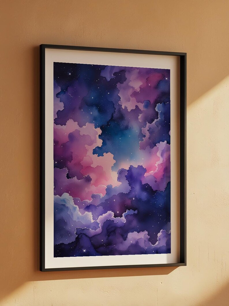 Cosmic Clouds Poster | Purple Blue Galaxy Wall Art | Starry Night Sky Print Bild 7