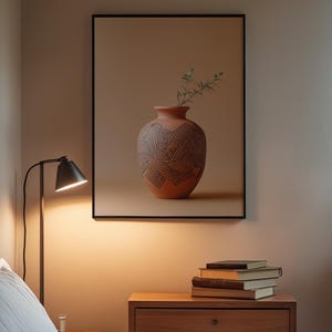 Geometric Pottery Vase | Modern Boho Line Art | Terracotta Decor Bild 3