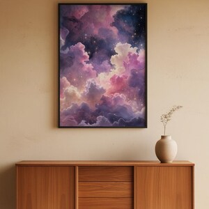 Arte de nebulosa pastel / Póster espacial de ensueño / Decoración de pared cósmica imagen 5