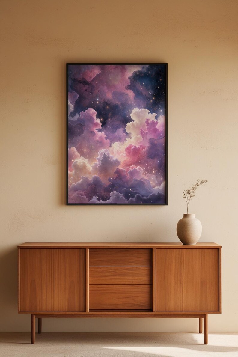 Arte de nebulosa pastel / Póster espacial de ensueño / Decoración de pared cósmica imagen 5