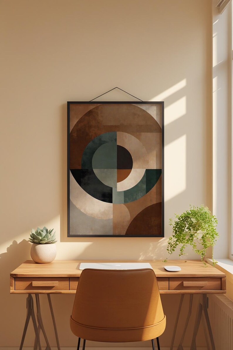 Abstract Geometric Art | Mid Century Modern Poster | Earth Tone Wall Decor Bild 7