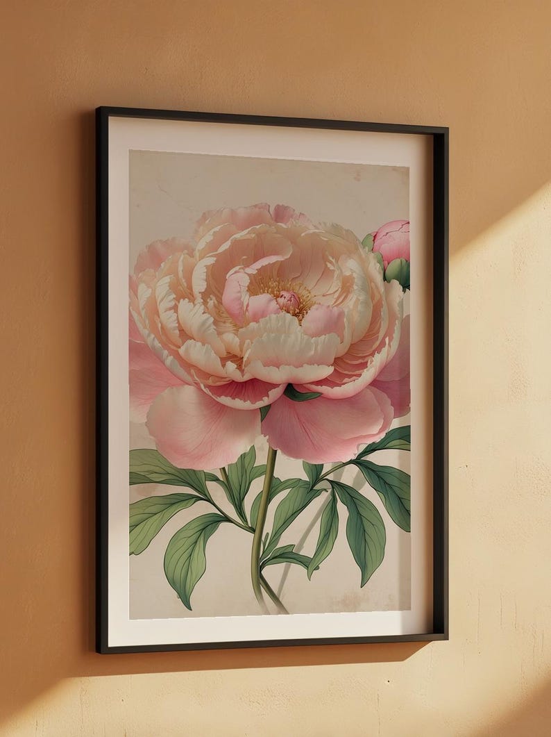 Romantic Peony Bloom | Vintage Botanical | Cottagecore Garden Art Bild 7