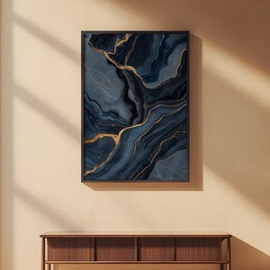 Marble Abstract Art | Luxury Slate Blue Poster | Modern Home Decor image 8