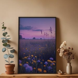 Twilight Wildflower Field | Evening Landscape Poster | Dreamy Art Bild 4