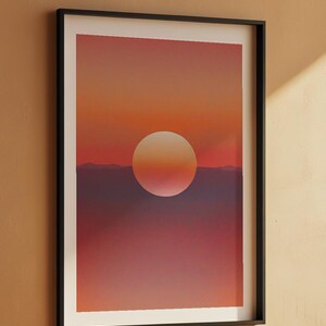 Sunset landscape art | Minimalist sun poster | Modern wall decor imagem 7