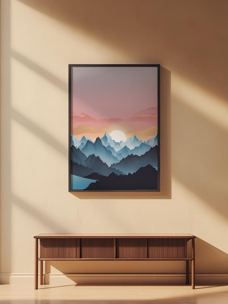 Póster de amanecer en la montaña / pico alpino / Arte de paisaje natural imagen 2