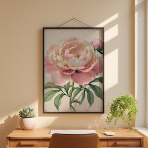 Romantic Peony Bloom | Vintage Botanical | Cottagecore Garden Art Bild 1