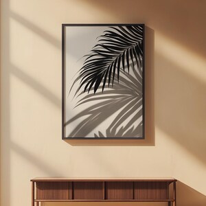Tropical Palm Leaf Art | Black Botanical Poster | Boho Plant Decor afbeelding 2