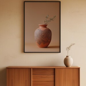 Geometric Pottery Vase | Modern Boho Line Art | Terracotta Decor Bild 5