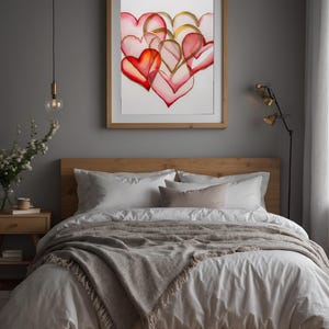 Art coeur Saint-Valentin | Affiche d'amour à l'aquarelle | Décoration murale en or rose image 10