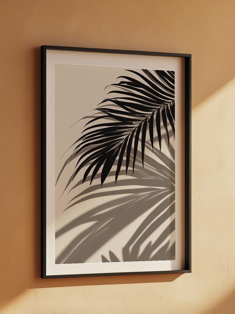 Tropical Palm Leaf Art | Black Botanical Poster | Boho Plant Decor afbeelding 7