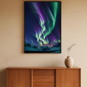 Aurore boréale | Affiche d'aurores boréales | Art mural ciel nocturne magique image 5