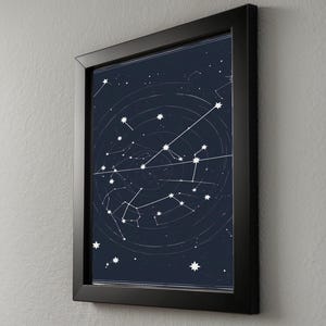 Póster de cielo nocturno / Impresión de constelación celestial / Arte mural astronómico imagen 13