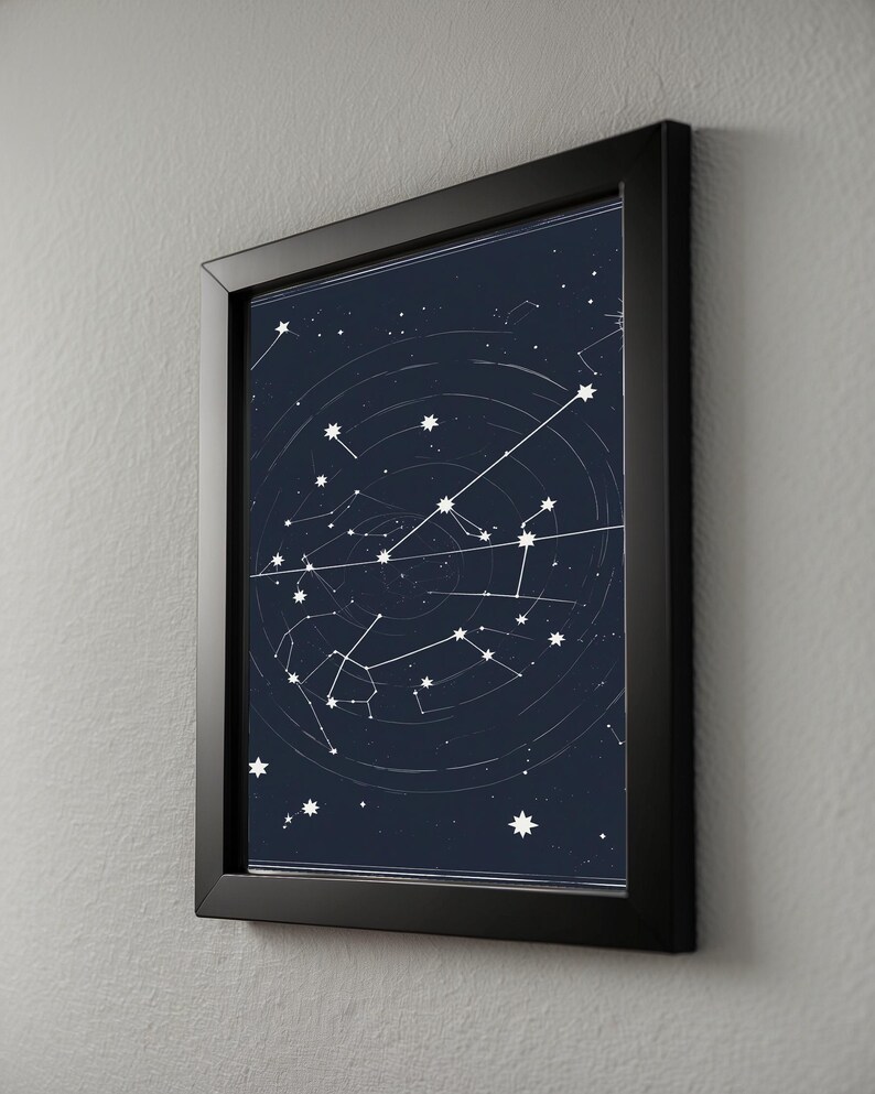 Póster de cielo nocturno / Impresión de constelación celestial / Arte mural astronómico imagen 13