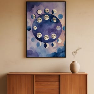 Lunar Phases | Moon Cycle Poster | Mystical Night Art zdjęcie 5