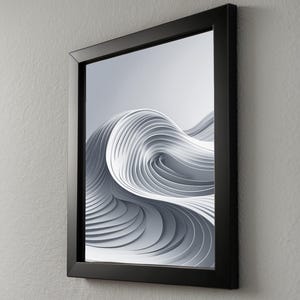 Abstract Wave Art | Modern Gray Flowing Lines Poster | Minimalist Print afbeelding 8