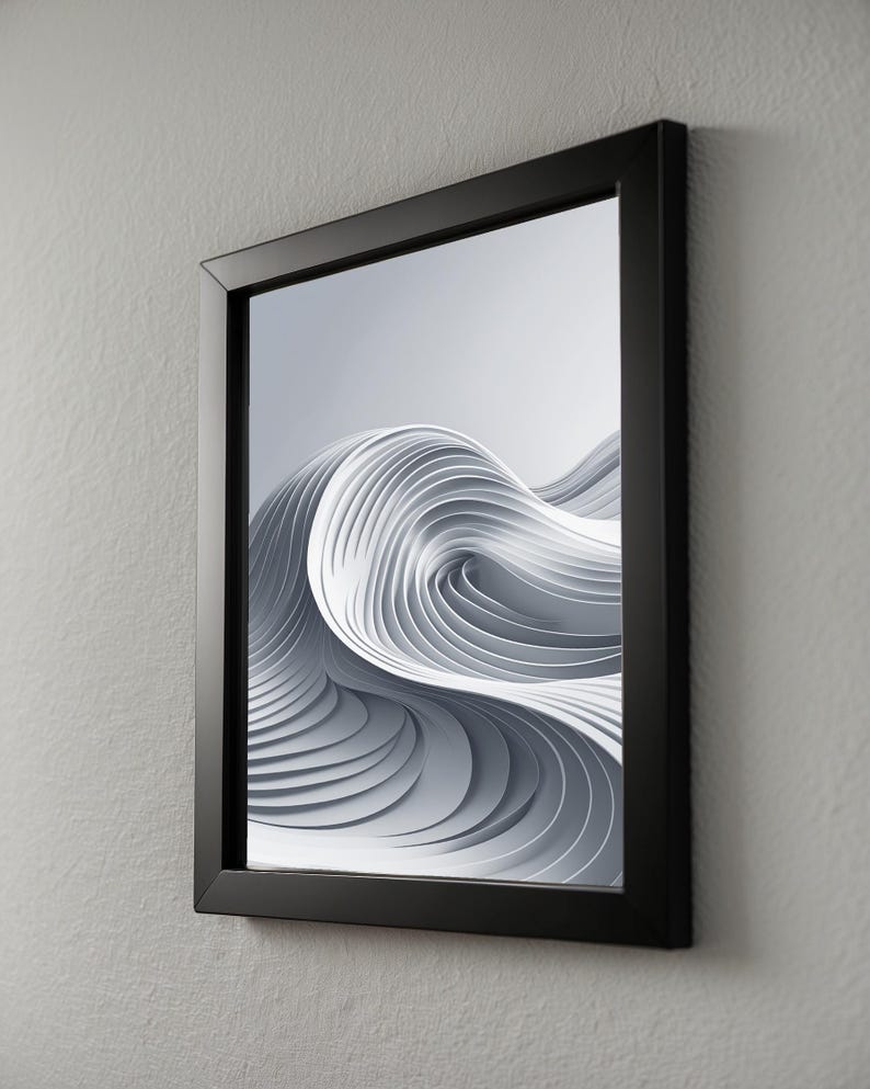 Abstract Wave Art | Modern Gray Flowing Lines Poster | Minimalist Print afbeelding 8