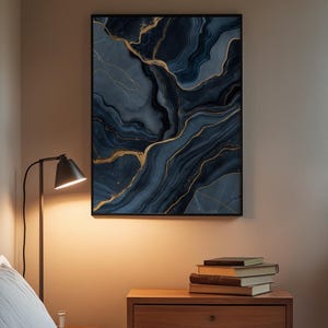 Marble Abstract Art | Luxury Slate Blue Poster | Modern Home Decor image 7