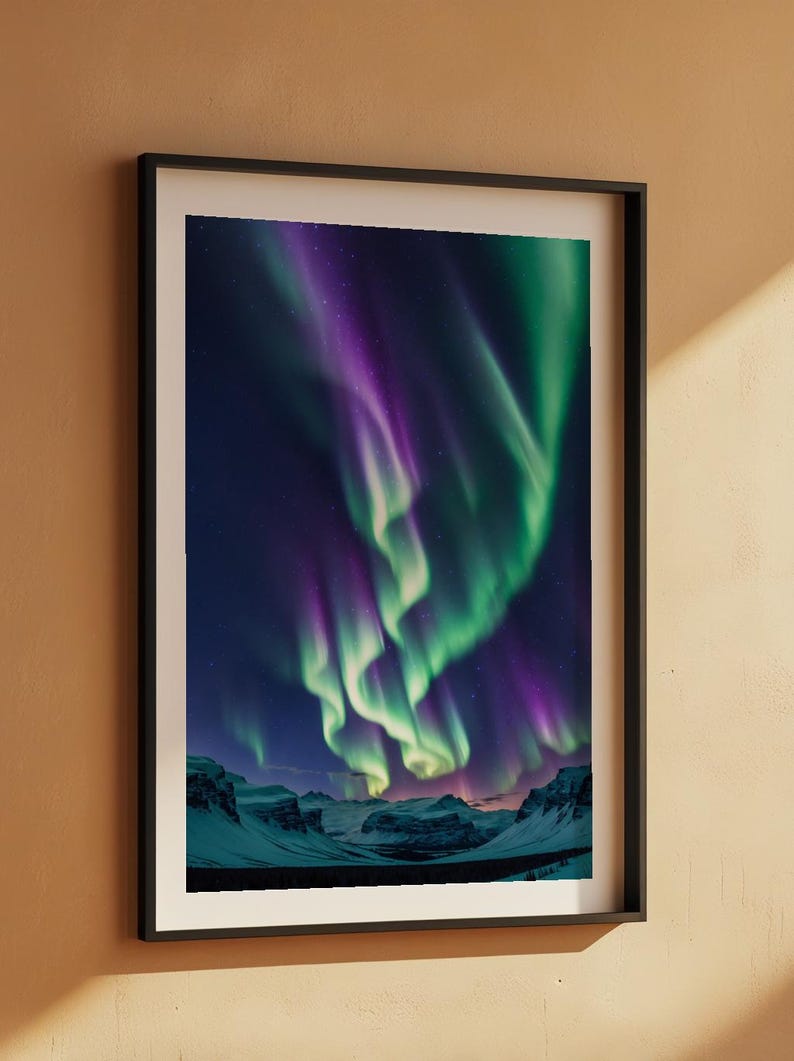 Aurore boréale | Affiche d'aurores boréales | Art mural ciel nocturne magique image 7