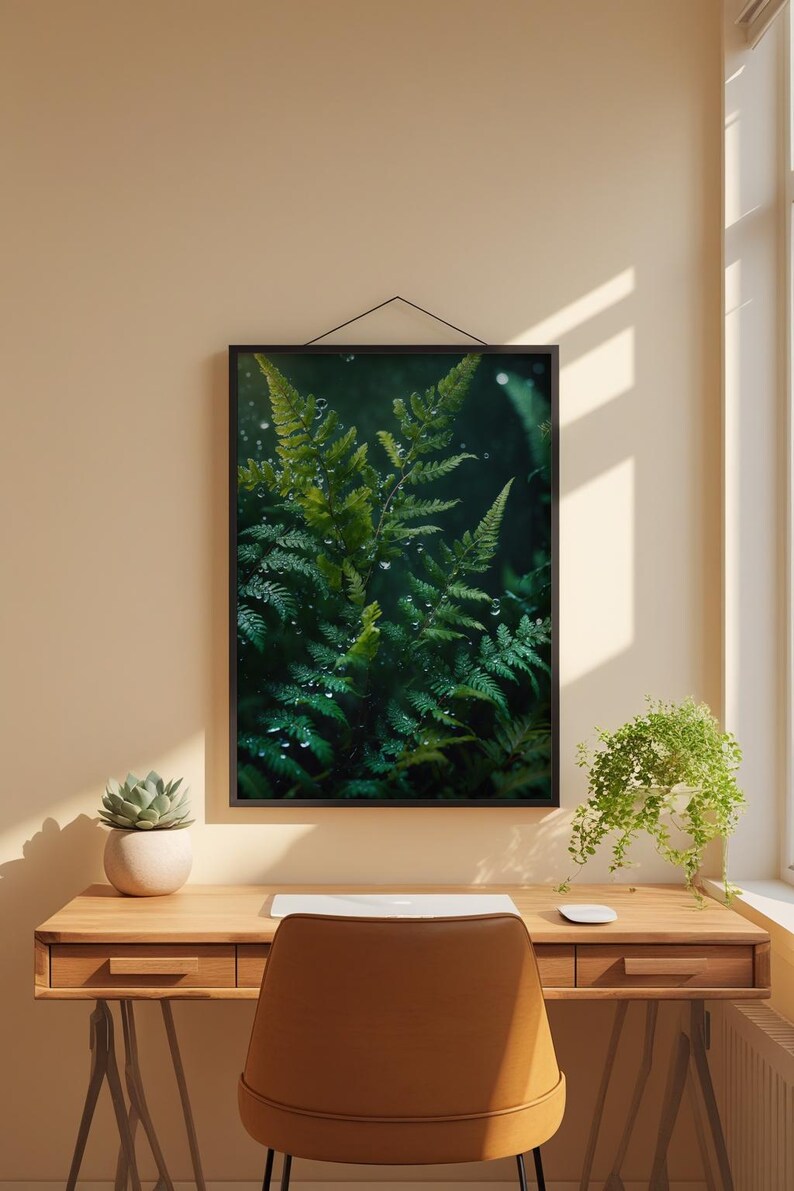 Dewy Fern Close-up | Macro Botanical Art | Nature Detail Poster image 1